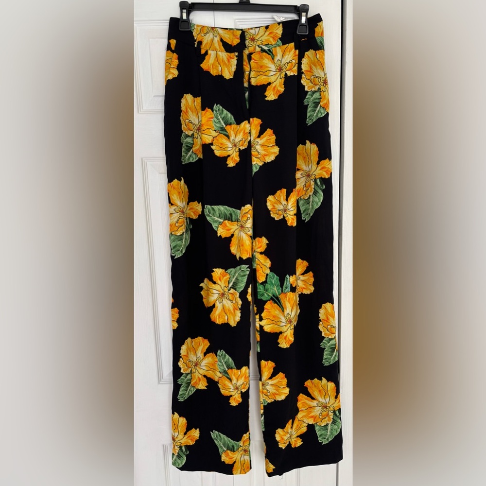 Floral Black Pants